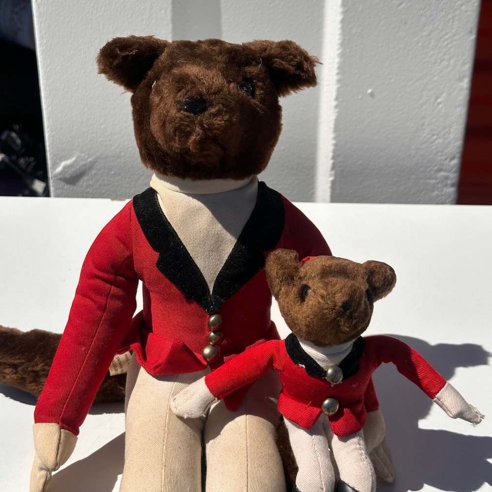 Vintage AA Importing Mr. Fox & Son Hunt Plush Set Red Coat Equestrian